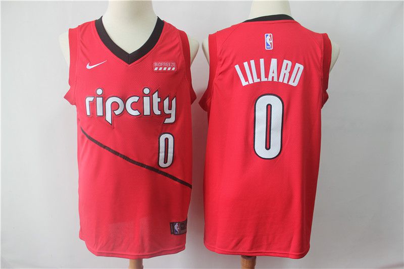 Men Portland Trail Blazers #0 Lillard Red City Edition Game Nike NBA Jerseys